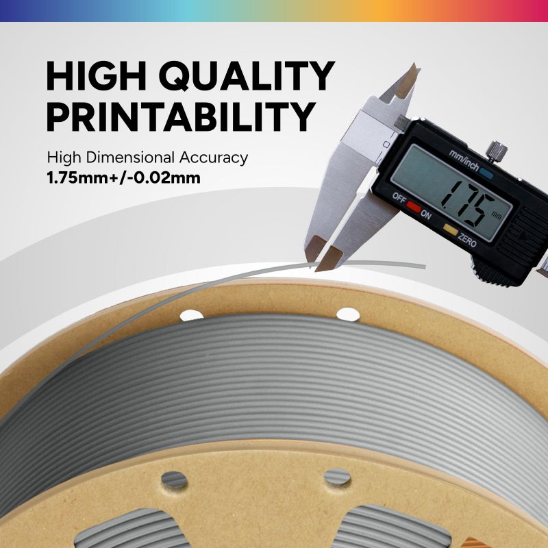 OVERTURE 2KG Bundle PLA Filament 1.75mm, Neatly Wound 3D Printer Filament 2 Pack 1kg Spool (2.2lbs), Dimensional Accuracy +/- 0.02 mm, Fit Most FDM 3D Printers (Light Gray 2-Pack) - Image 3